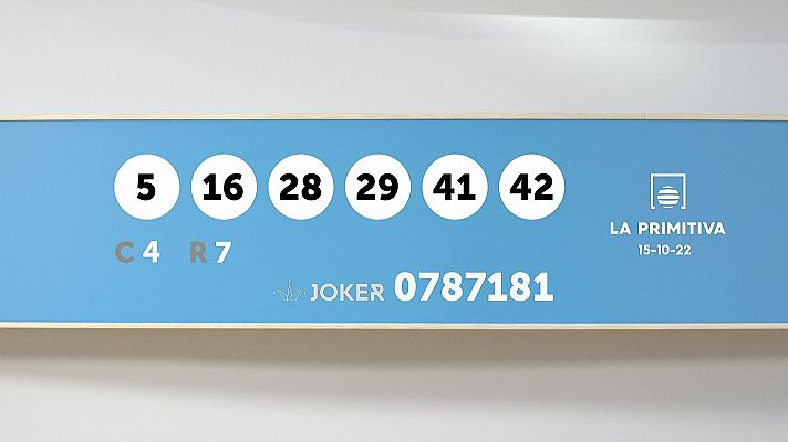 SELAE - Sorteo de la Lotería Primitiva y Joker del 15/10/2022