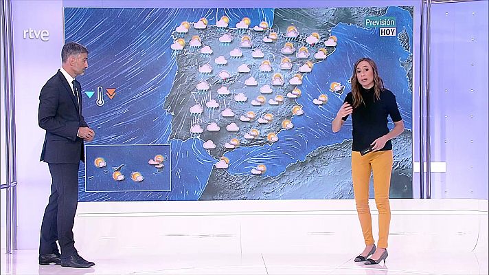 Precipitaciones localmente fuertes o persistentes en el oeste y sur de Galicia, oeste del sistema Central, áreas montañosas del noroeste de Castilla y León y Pirineos      