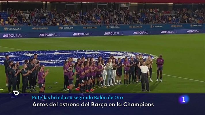 Telediario 2 - Alexia ofrece el Balón de Oro a la afición del Johan Cruyff