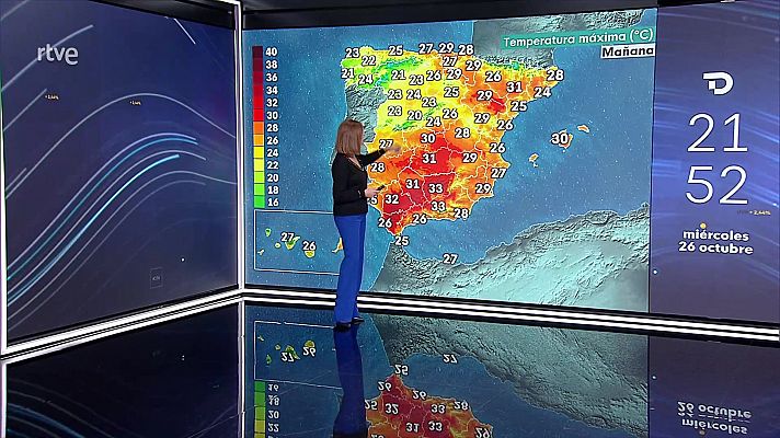 El tiempo - Intervalos de viento fuerte en el oeste de Galicia y las cordilleras del norte peninsular
