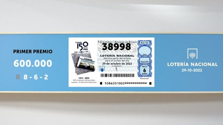 SELAE - Sorteo de la Lotería Nacional del 29/10/2022