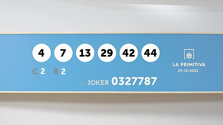 SELAE - Sorteo de la Lotería Primitiva y Joker del 29/10/2022