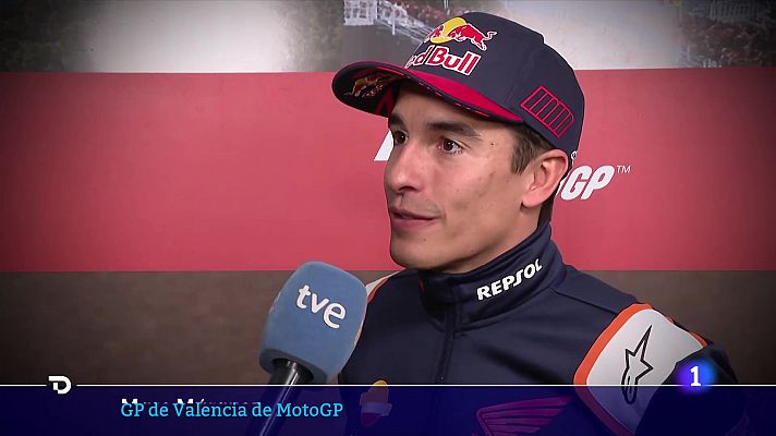 Telediario 2 - Márquez cuida a los fans en Cheste y tiene que cuidarse él