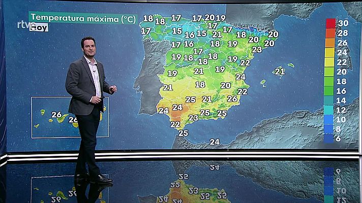 Temperaturas máximas en descenso en la mitad sur del litoral mediterráneo y Baleares