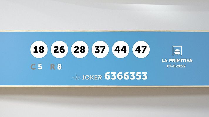 SELAE - Sorteo de la Lotería Primitiva y Joker del 07/11/2022
