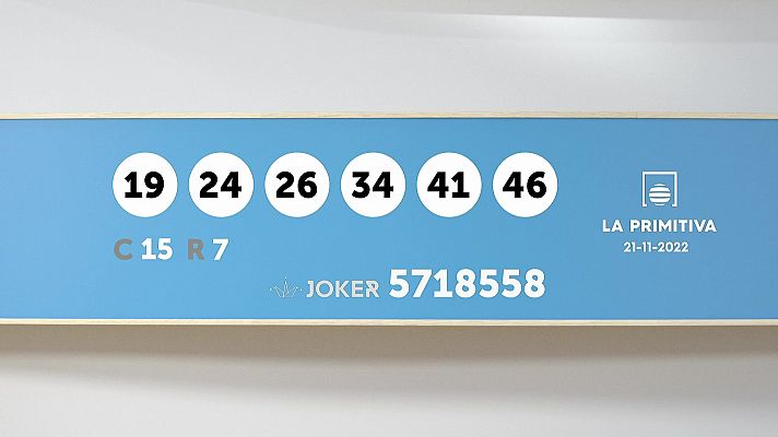 SELAE - Sorteo de la Lotería Primitiva y Joker del 21/11/2022