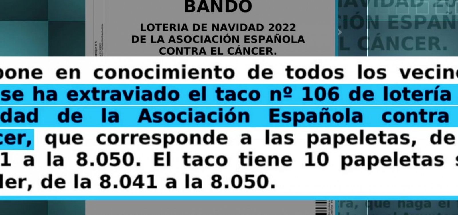 A la búsqueda de un taco de participaciones de la Lotería de Navidad extraviado