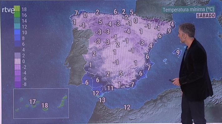 El tiempo - Precipitaciones localmente fuertes o persistentes en el litoral del sureste peninsular y Melilla. Heladas localmente fuertes en Pirineos