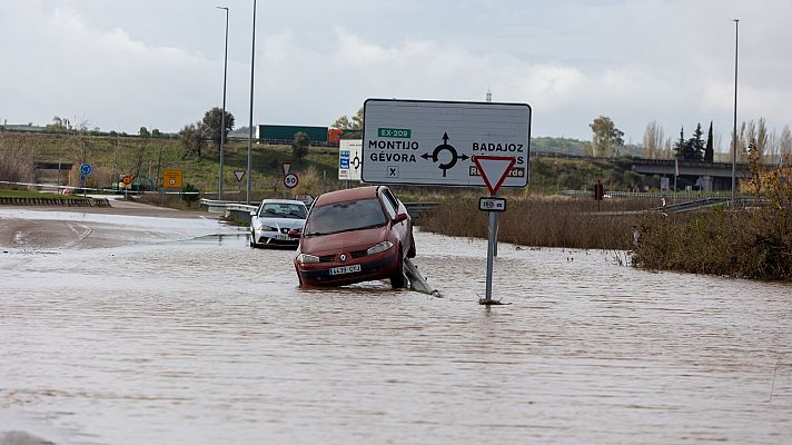 Telediario 1 - Extremadura sufre las peores consecuencias de la borrasca Efraín