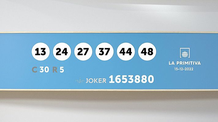 Sorteo de la Lotería Primitiva y Joker del 15/12/2022 