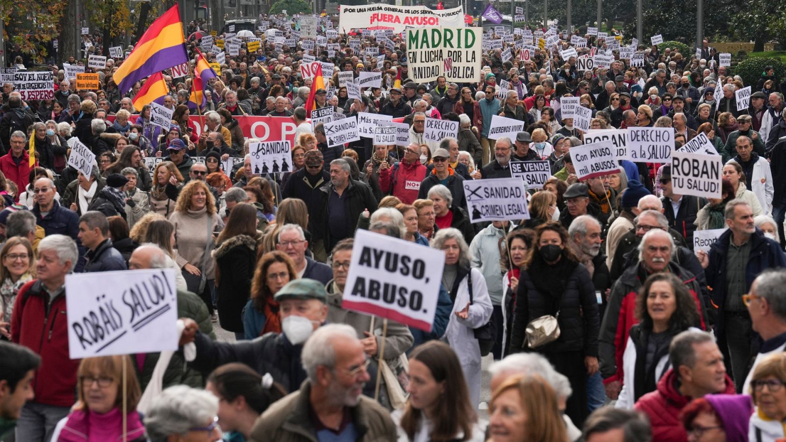 Manifestación en Madrid contra la privatización de la sanidad