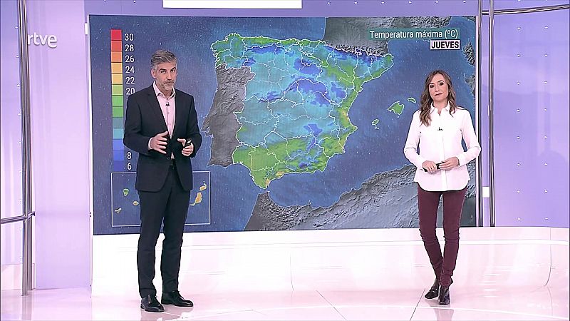 Precipitaciones con probabilidad de ser fuertes o persistentes en Galicia, oeste del sistema Central y sur de la Cantábrica. Mínimas en ascenso notable en la meseta Norte - ver ahora