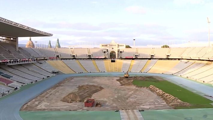 Telediario 2 - Comienzan las obras de acondicionamiento de Montjuïc para acoger al Barça