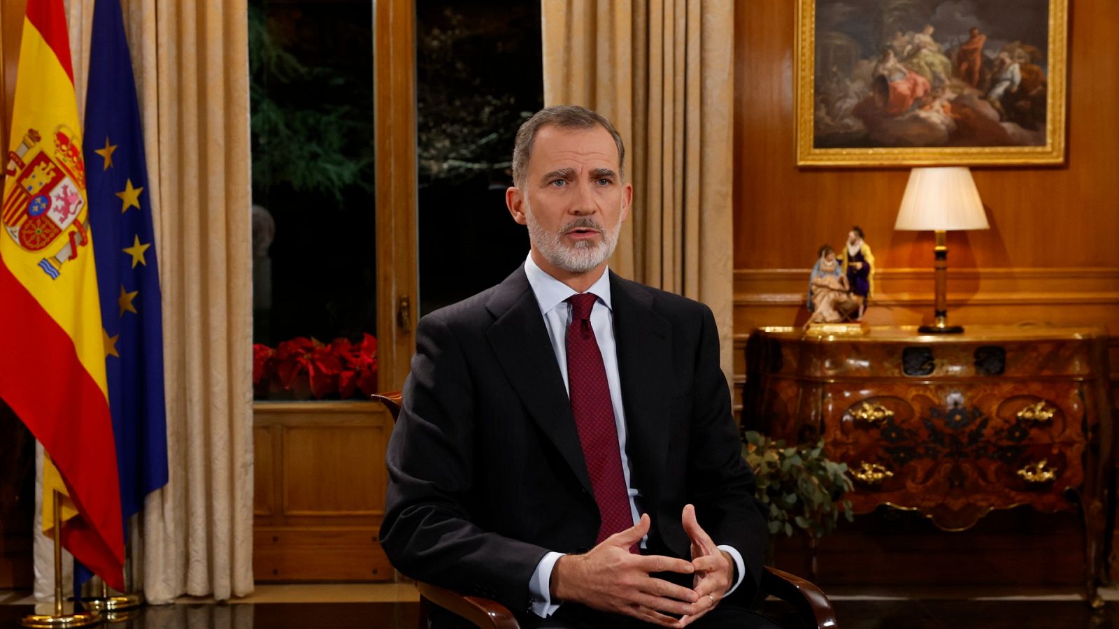 Escenografía del tradicional discurso de Nochebuena del rey