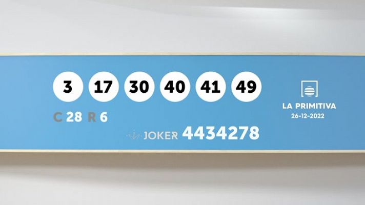 SELAE - Sorteo de la Lotería Primitiva y Joker del 26/12/2022