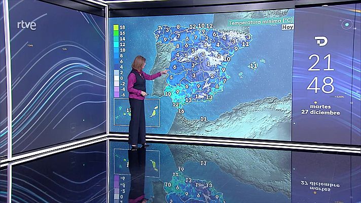 Temperaturas en general en ligero descenso en la Península y Baleares, y en ascenso en la mitad oeste de Canarias