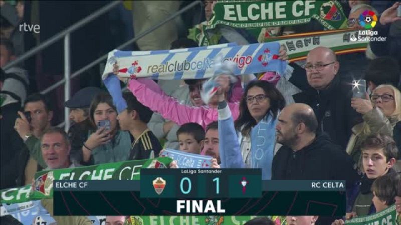 Elche-Celta: resumen del partido, 16ª jornada. Ver en RTVE Play