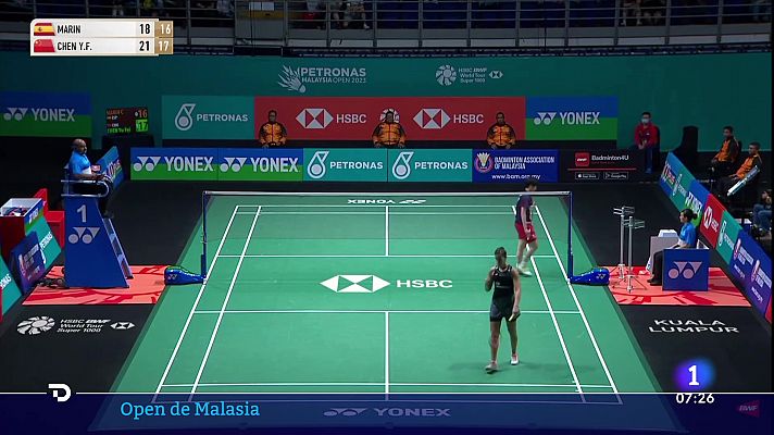 Telediario Matinal - Carolina Marín se despide de Malasia al caer con Chen Yu Fei