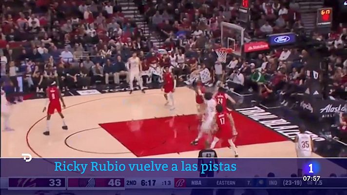 Ricky Rubio vuelve a jugar más de un año después en la NBA