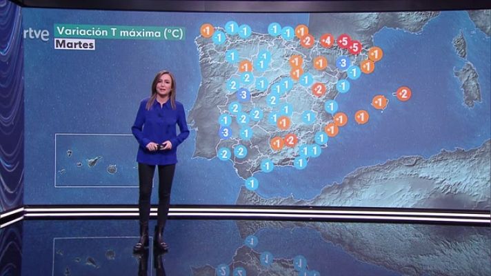 El tiempo - Intervalos de viento fuerte en Pirineos, valle del Ebro, Ampurdán y el este de Baleares. Heladas generalizadas en el interior peninsular.
