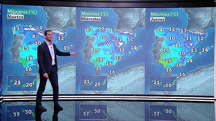 Las temperaturas máximas subirán en el valle del Guadalquivir y bajarán en buena parte del resto de la Península y Baleares