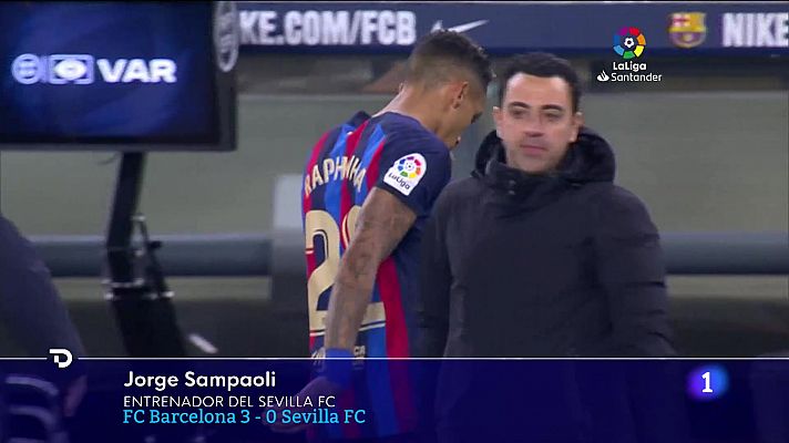 Telediario 1 - El Barça vuela, pero Xavi no se fía: "Va a ser una guerra"