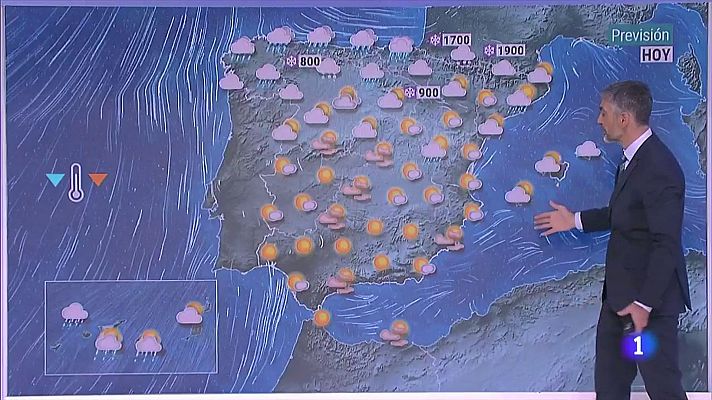 Precipitaciones en el área cantábrica. Nevadas en la cordillera Cantábrica y Pirineos a últimas horas