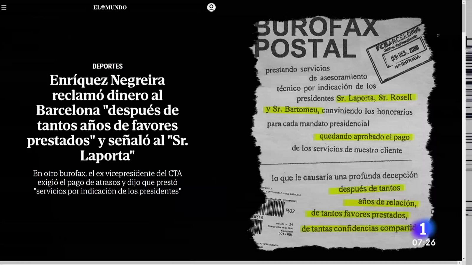 Negreira exigió al Barça "pagos por tantos años de favores prestados" | Ver