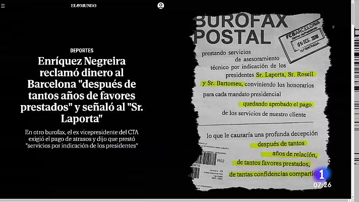 Telediario Matinal - Negreira exigió al Barça "pagos por tantos años de favores prestados"