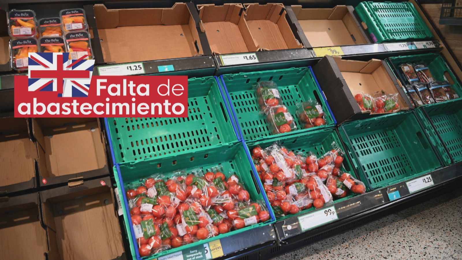 Estantes vacíos de hortalizas en Londres - Ver ahora