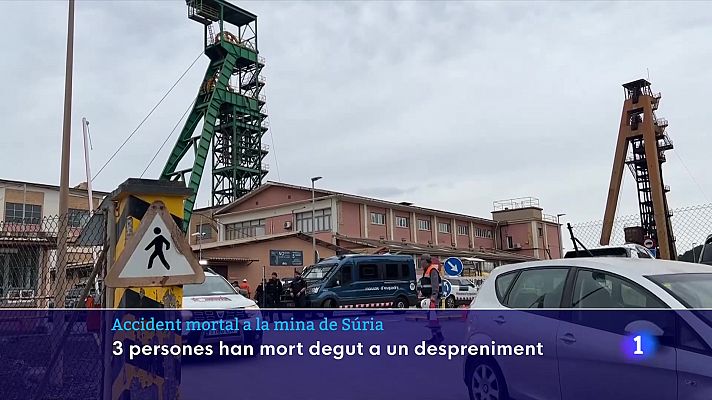 L'Informatiu - Tres persones haurien mort en un despreniment d'una galeria a la mina de Súria