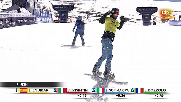Lucas Eguibar gana la final de la prueba de la Copa del Mundo de Snowboardcross en Sierra Nevada