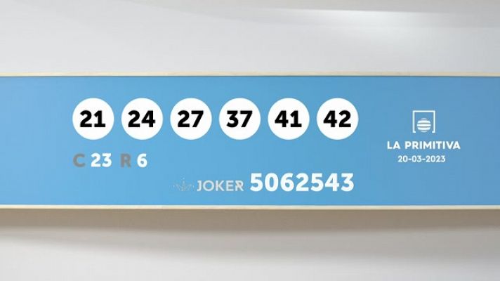 Sorteo de la Lotería Primitiva y Joker del 20/03/2023