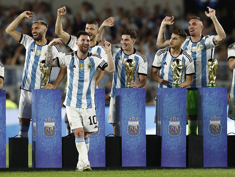 Argentina celebr� su tercera estrella en el Monumental con una fiesta - ver ahora