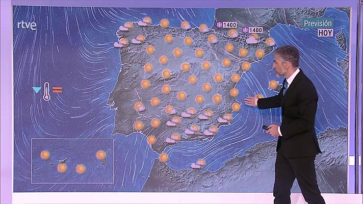 Cielos nubosos al principio en el extremo norte peninsular, con algunas precipitaciones