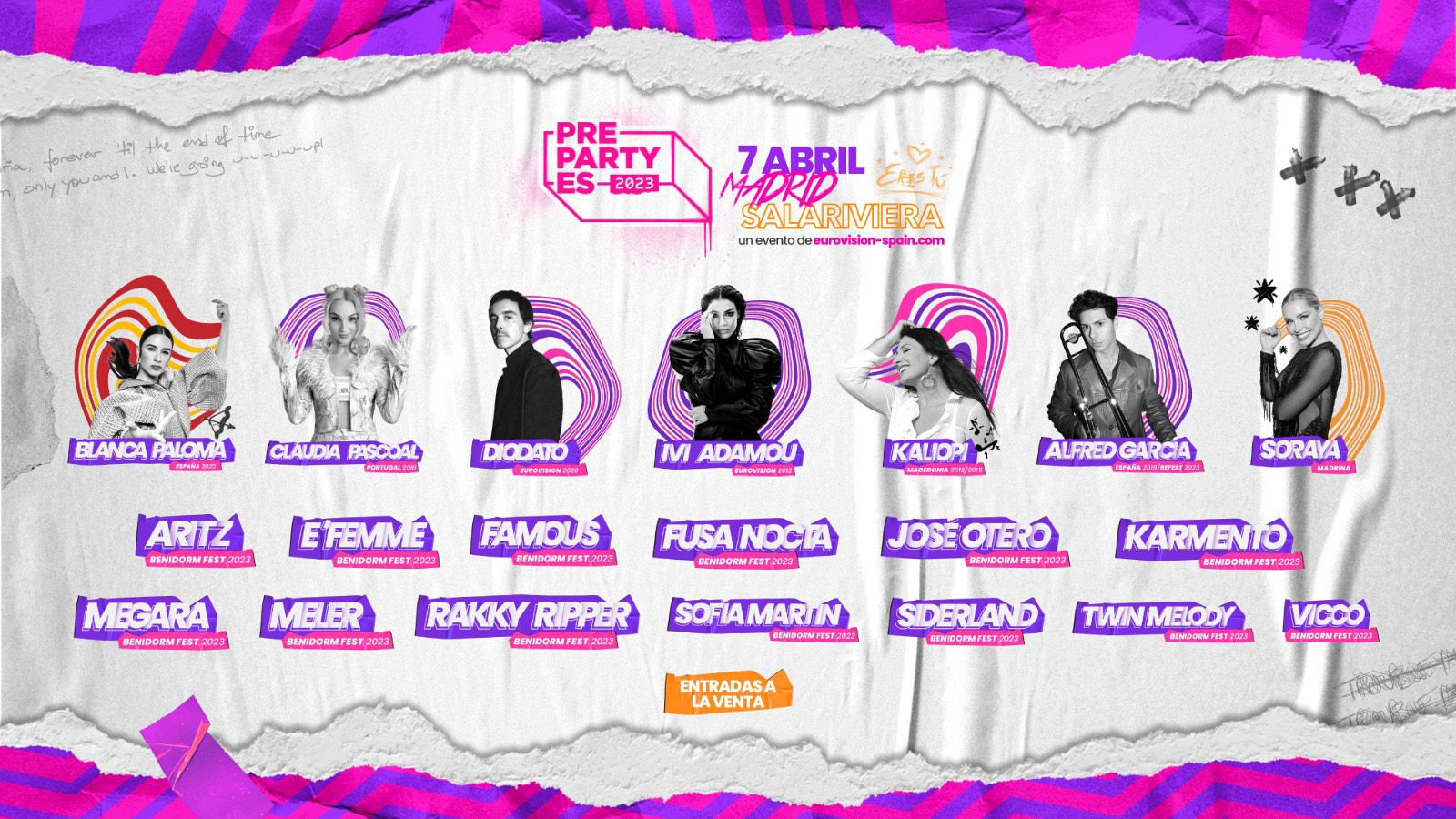 Eurovisión 2023 - Recap artistas del Benidorm Fest 2023 en PrePartyES