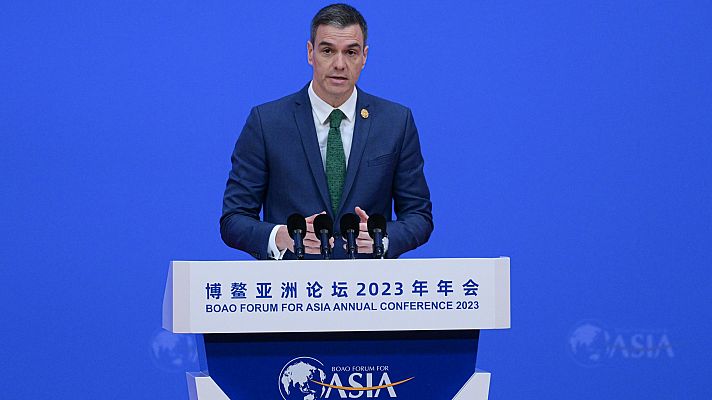 Telediario 1 - Sánchez denuncia en China la "brutal agresión" de Rusia contra Ucrania