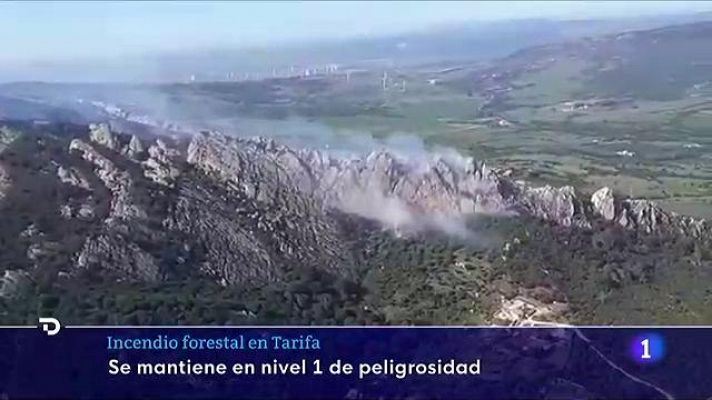 Telediario 2 - El viento y la orografía dificultan la extinción del fuego en Tarifa