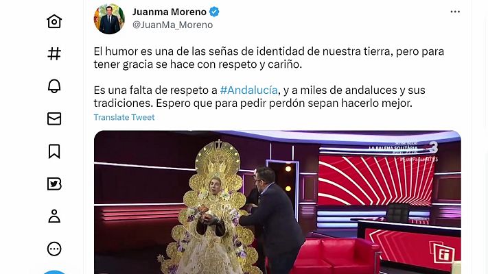 Informativo 24h - Juan Manuel Moreno tacha de "falta de respeto a Andalucía" una parodia de la Virgen del Rocío en TV3