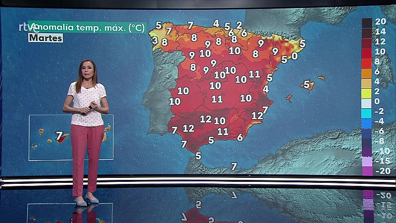 Las temperaturas máximas subirán en la mitad oeste de la Península, y las mínimas subirán en Baleares y en la mitad sur y la mitad este peninsulares - ver ahora