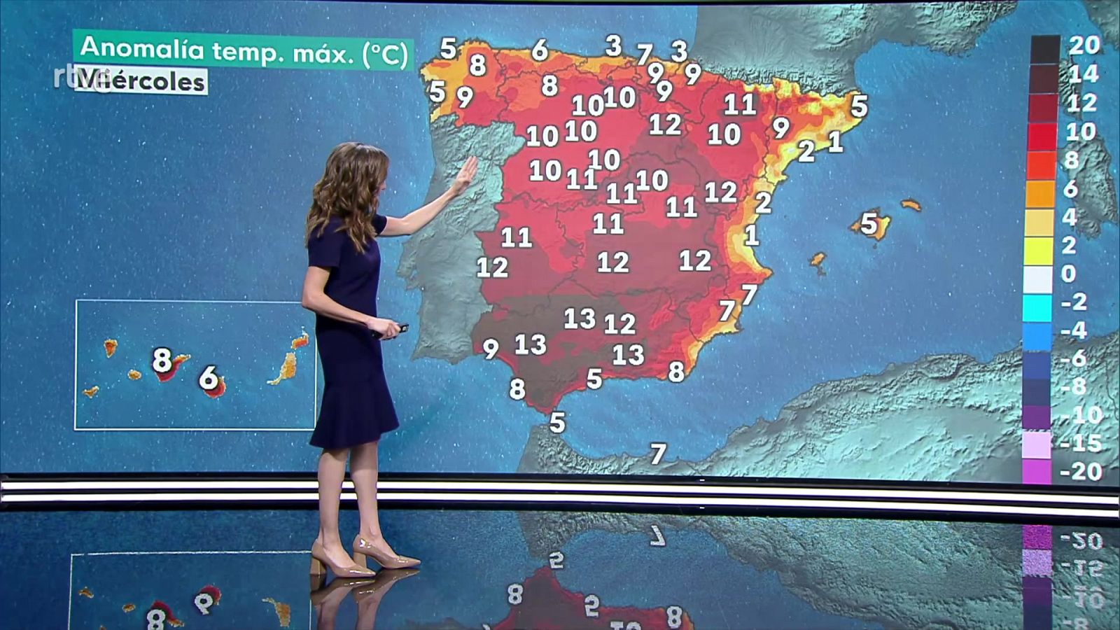 Temperaturas máximas en ascenso generalizado, superando los 34/36 grados en gran parte del interior del tercio sur peninsular - ver ahora