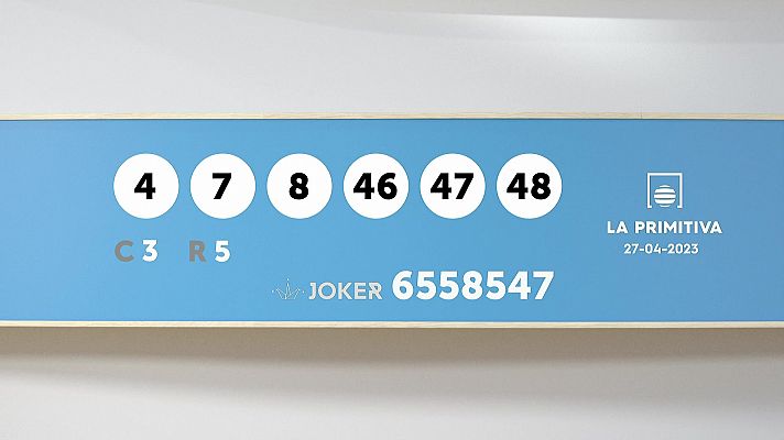 Sorteo de la Lotería Primitiva y Joker del 27/04/2023