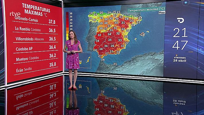 Intervalos nubosos aumentando a nuboso en el norte de Galicia y el área cantábrica, con probabilidad de precipitaciones débiles