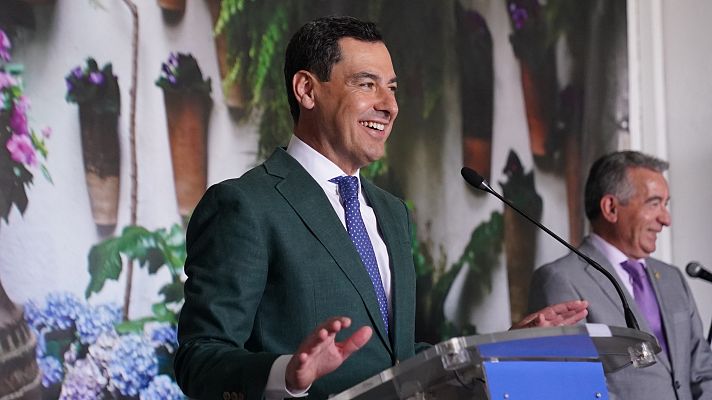 Telediario 1 - Moreno niega ningún "parón" a la ley de regadíos para Doñana por las elecciones mientras sigue el choque con el Gobierno