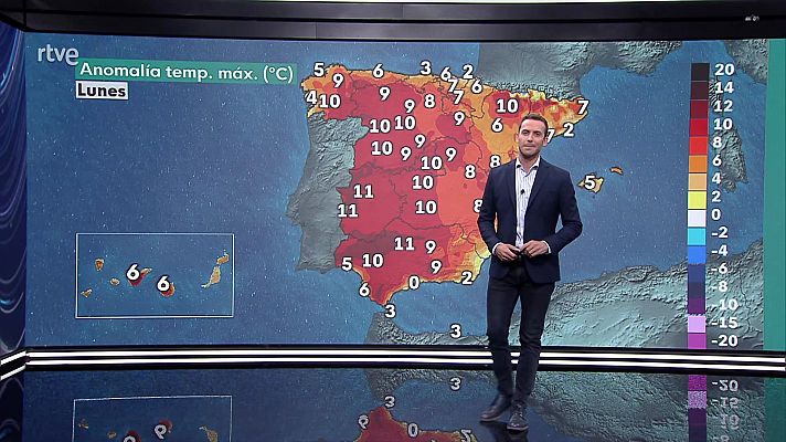 El tiempo - Chubascos y tormentas localmente fuertes en Pirineos, Cataluña, el entorno del sur del sistema Ibérico y el interior del sureste