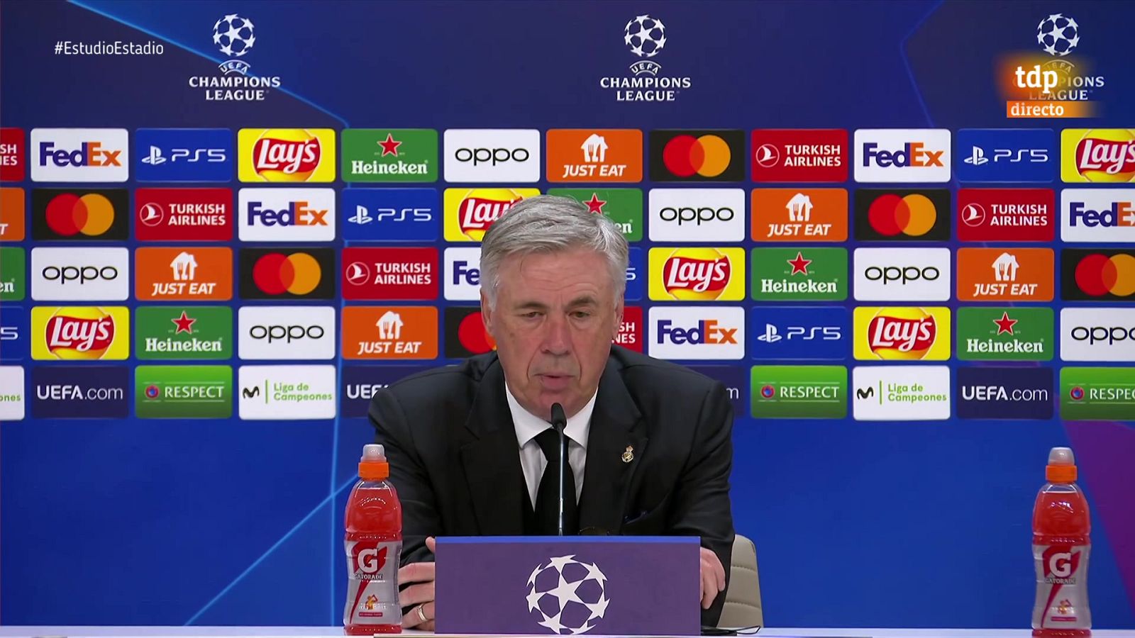 Carlo Ancelotti en la rueda de prensa postpartido al duelo de semifinales contra el Manchester City