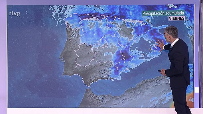 Precipitaciones persistentes en el litoral vasco, y localmente fuertes en la mitad este de Cataluña     