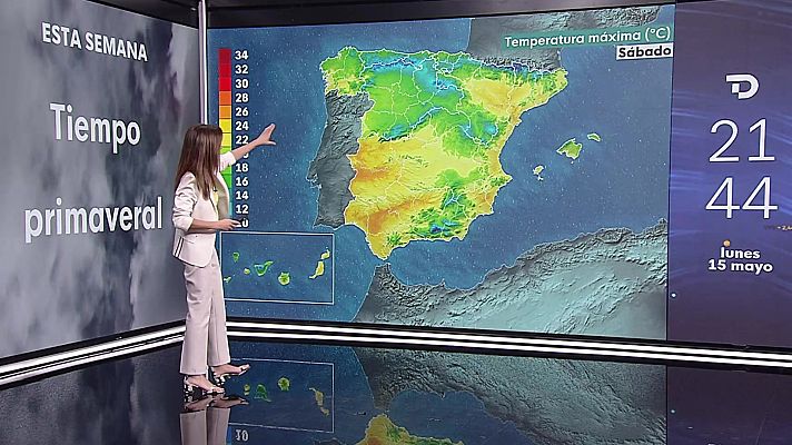 Temperaturas diurnas en descenso en amplias zonas de la mitad norte peninsular, y en ascenso en el sur y área mediterránea