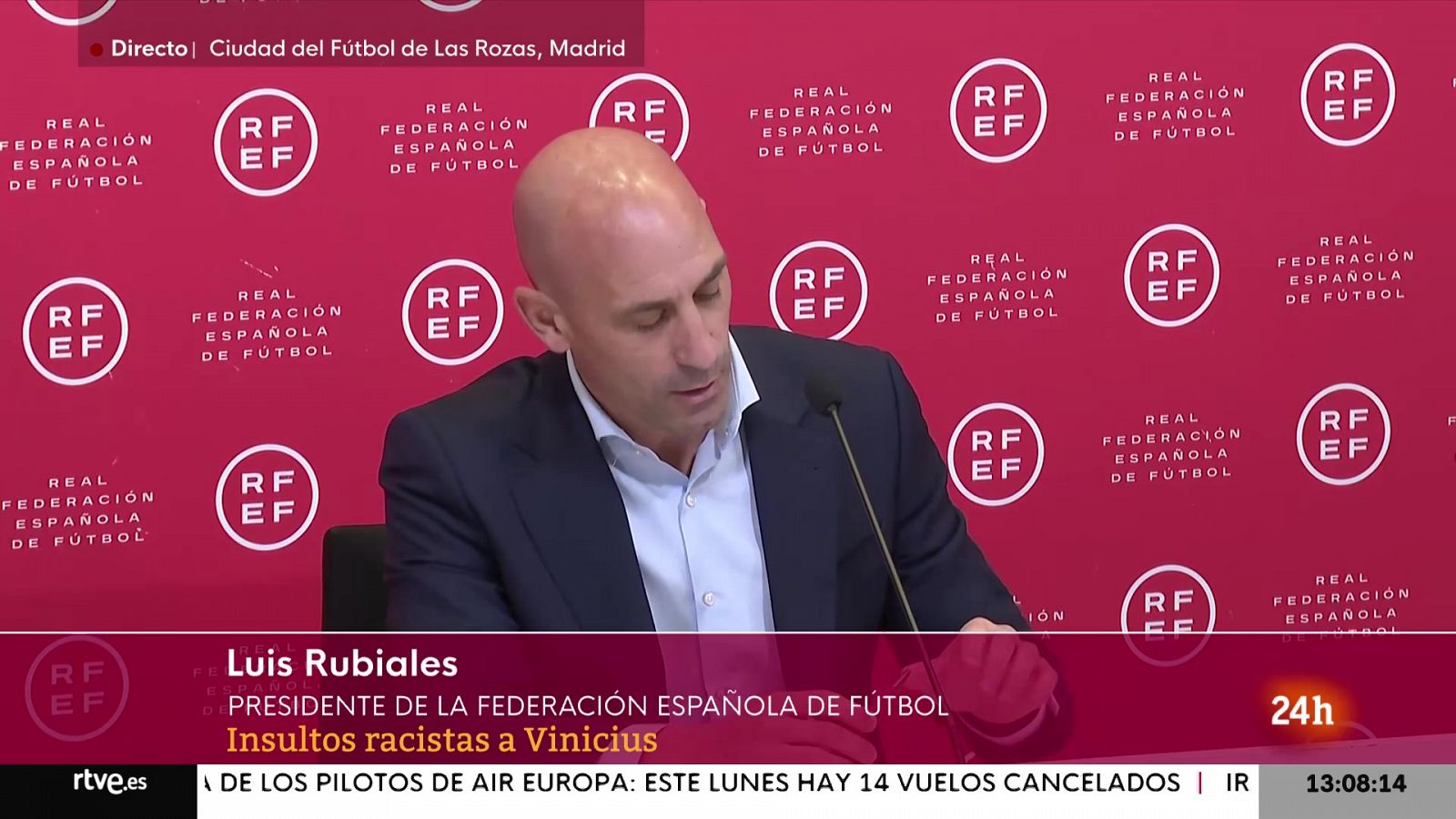 Rubiales, sobre los insultos a Vinicius: "Tenemos un problema"