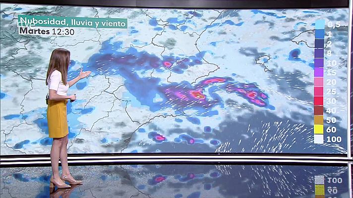 Chubascos y tormentas muy fuertes en el extremo oriental de Andalucía y sur de Murcia